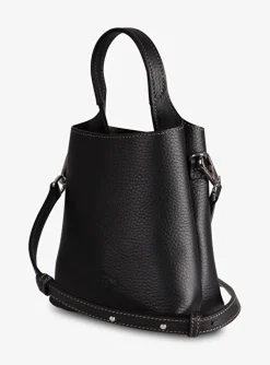 shopping bag crossbody micro leder zwart | DELSCHER. Fashion