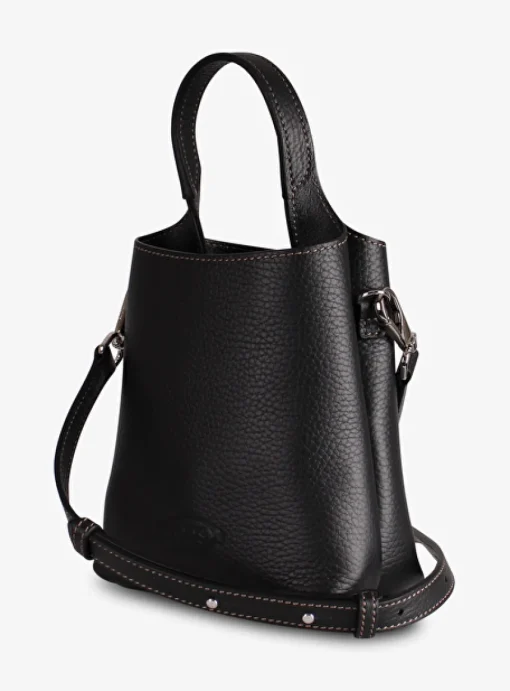 shopping bag crossbody micro leder zwart | DELSCHER. Fashion