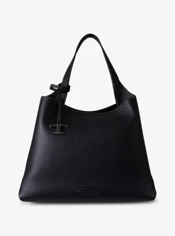 Shopping bag medium zwart | DELSCHER. Fashion