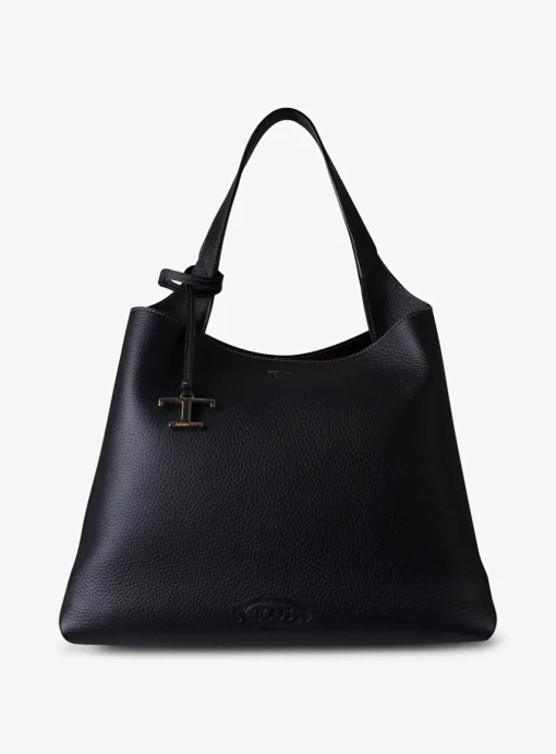 Shopping bag medium zwart | DELSCHER. Fashion