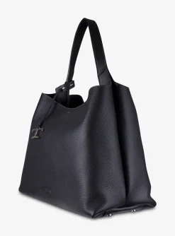 Shopping bag medium zwart | DELSCHER. Fashion