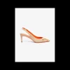 Slingback pump suede beige met goud detail | DELSCHER. Fashion