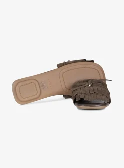 Slipper suede bruin met franje | DELSCHER. Fashion