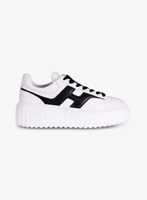 Sneaker H stripes wit zwart | DELSCHER. Fashion