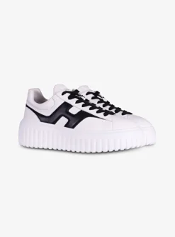 Sneaker H stripes wit zwart | DELSCHER. Fashion