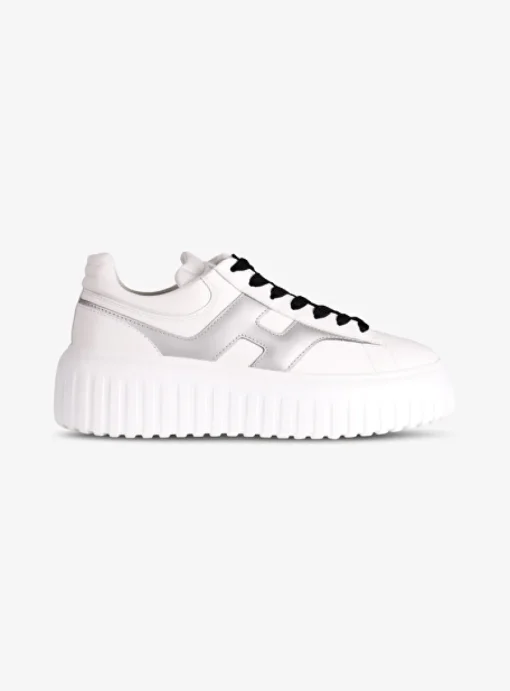 Sneaker H stripes zilver wit | DELSCHER. Fashion