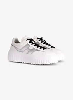Sneaker H stripes zilver wit | DELSCHER. Fashion