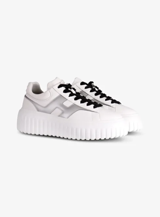 Sneaker H stripes zilver wit | DELSCHER. Fashion