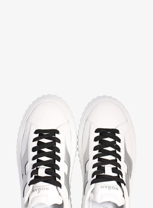 Sneaker H stripes zilver wit | DELSCHER. Fashion