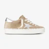 Sneaker hi star camel suede met zilveren ster | DELSCHER. Fashion