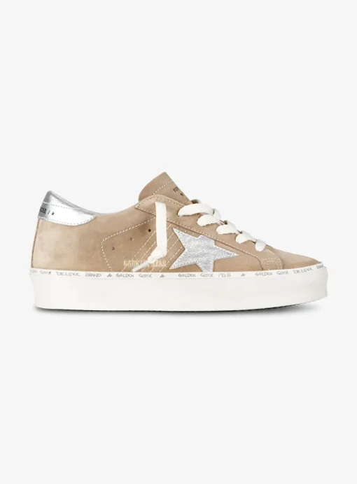 Sneaker hi star camel suede met zilveren ster | DELSCHER. Fashion