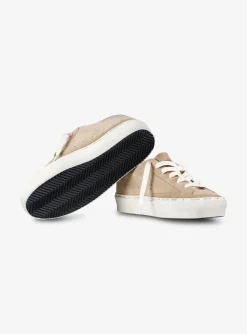 Sneaker hi star camel suede met zilveren ster | DELSCHER. Fashion
