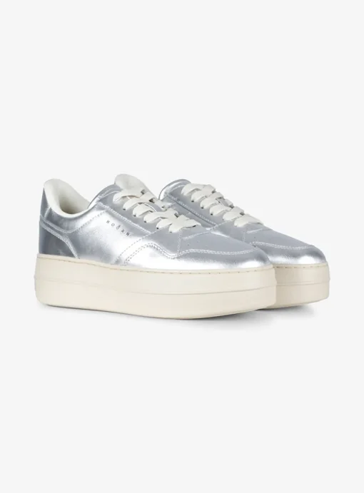 Sneaker skyscraper metallic zilver beige | DELSCHER. Fashion