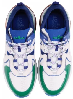 Sneaker Sport allacciato H597 wit kobalt groen | DELSCHER. Fashion
