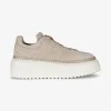 Sneaker stripes beige wit | DELSCHER. Fashion
