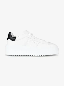 Sneaker stripes wit met zwart | DELSCHER. Fashion