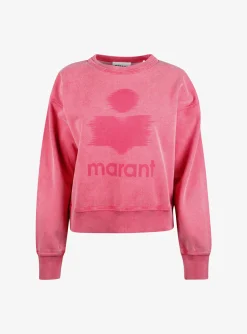 Sweater mobily rood met faded rood logo | DELSCHER. Fashion
