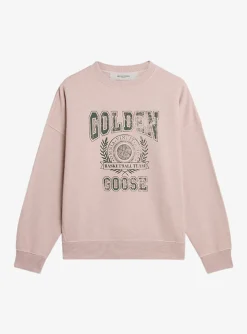 Sweater poederroze met groene opdruk | DELSCHER. Fashion