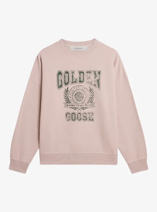 Sweater poederroze met groene opdruk | DELSCHER. Fashion