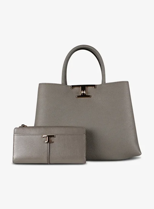 T timeless portemonnee leder antracietgrijs | DELSCHER. Fashion
