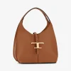 Tas cognac gros grain mini shopper met overslag t | DELSCHER. Fashion