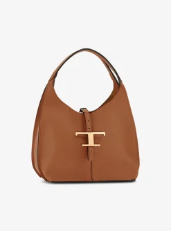 Tas cognac gros grain mini shopper met overslag t | DELSCHER. Fashion