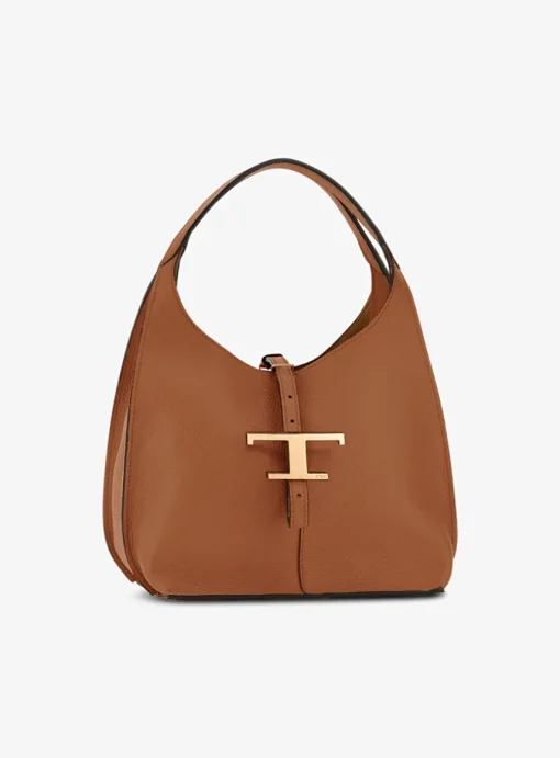 Tas cognac gros grain mini shopper met overslag t | DELSCHER. Fashion