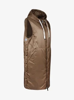 the cube quilted Bodywarmer greengil camel | DELSCHER. Fashion