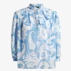 Top blauw wit dessin | DELSCHER. Fashion