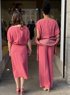 Top choc crêpe poeder roze | DELSCHER. Fashion