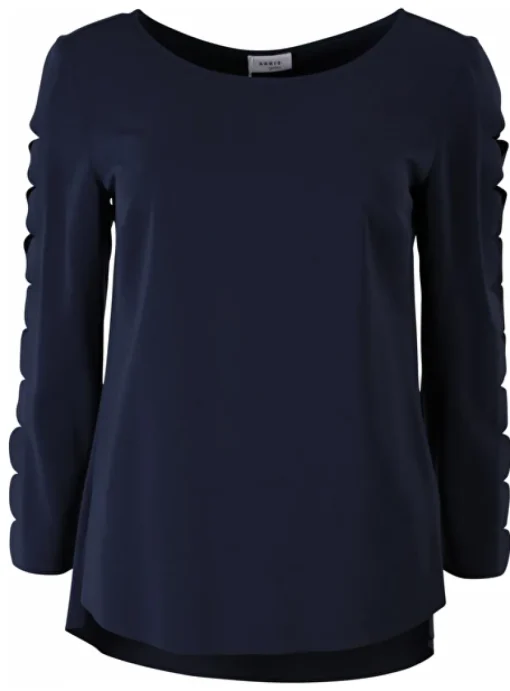 Top marine met golvende uitsnedes | DELSCHER. Fashion