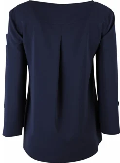 Top marine met golvende uitsnedes | DELSCHER. Fashion