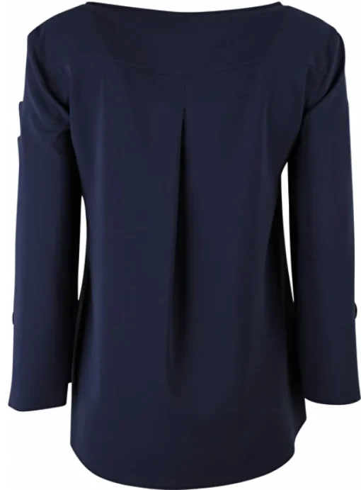 Top marine met golvende uitsnedes | DELSCHER. Fashion