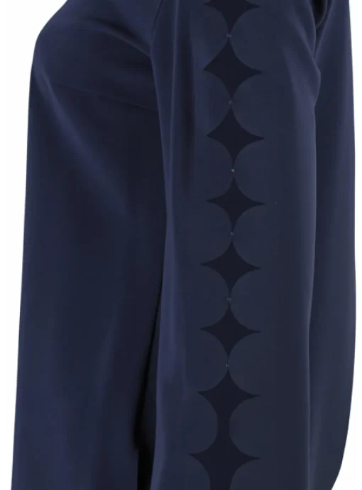 Top marine met golvende uitsnedes | DELSCHER. Fashion