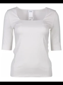 Top offwhite met vierkante hals | DELSCHER. Fashion