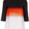 Top Regis tie dye zwart oranje rood offwhite | DELSCHER. Fashion