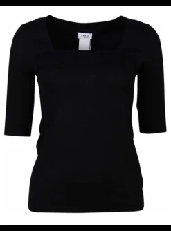 Top zwart met vierkante hals | DELSCHER. Fashion