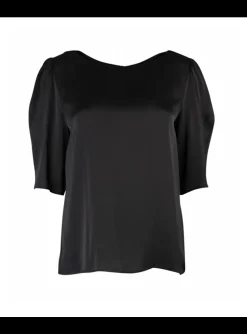 Top zwart viscose | DELSCHER. Fashion