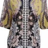 top zwart wit geel print | DELSCHER. Fashion