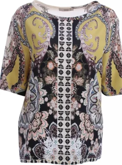 top zwart wit geel print | DELSCHER. Fashion