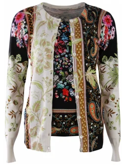 Twinset print offwhite zwart met bloemenprint | DELSCHER. Fashion