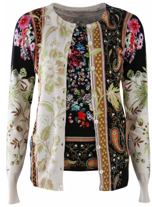 Twinset print offwhite zwart met bloemenprint | DELSCHER. Fashion