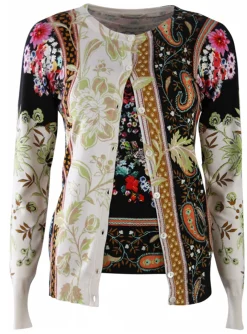 Twinset print offwhite zwart met bloemenprint | DELSCHER. Fashion