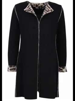 Vest double face jaguar print zwart/zand met zwart | DELSCHER. Fashion