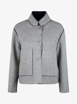 Vest double face marine grijs kort boxy model reversible | DELSCHER. Fashion
