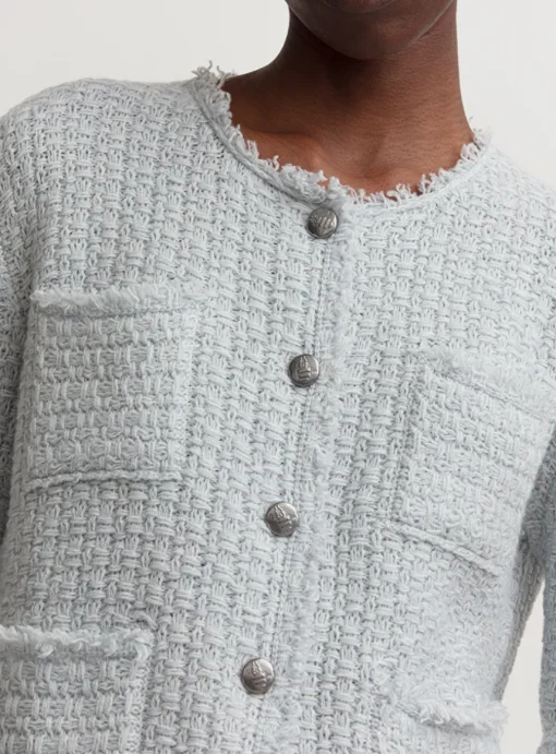 Vest WIND cashmere structuur gebreid ijsblauw | DELSCHER. Fashion