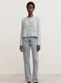 Vest WIND cashmere structuur gebreid ijsblauw | DELSCHER. Fashion