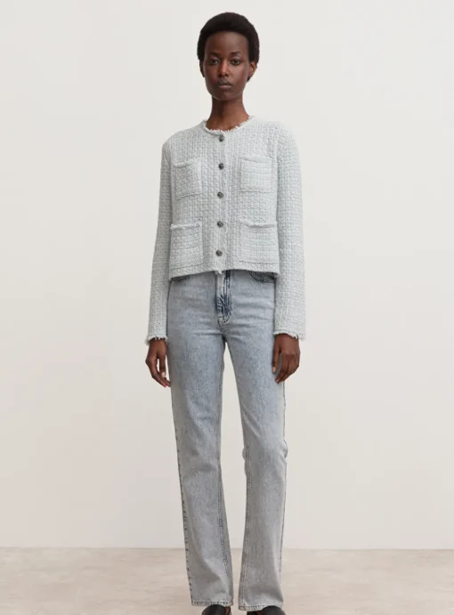 Vest WIND cashmere structuur gebreid ijsblauw | DELSCHER. Fashion