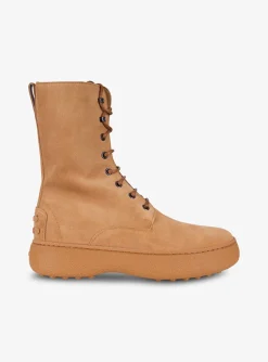 Veterlaars cognac suede met cognac zool | DELSCHER. Fashion