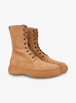 Veterlaars cognac suede met cognac zool | DELSCHER. Fashion